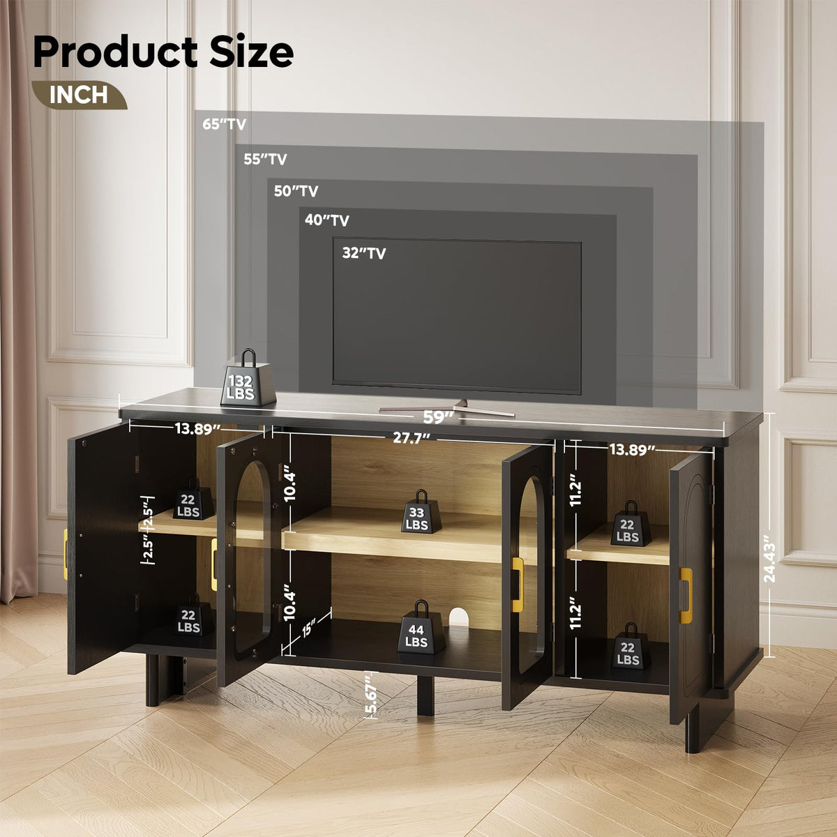 Arched Glass Door TV Stand