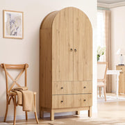 Fluted Arched Pantry Cabinet with Drawers & Adjustable Shelves