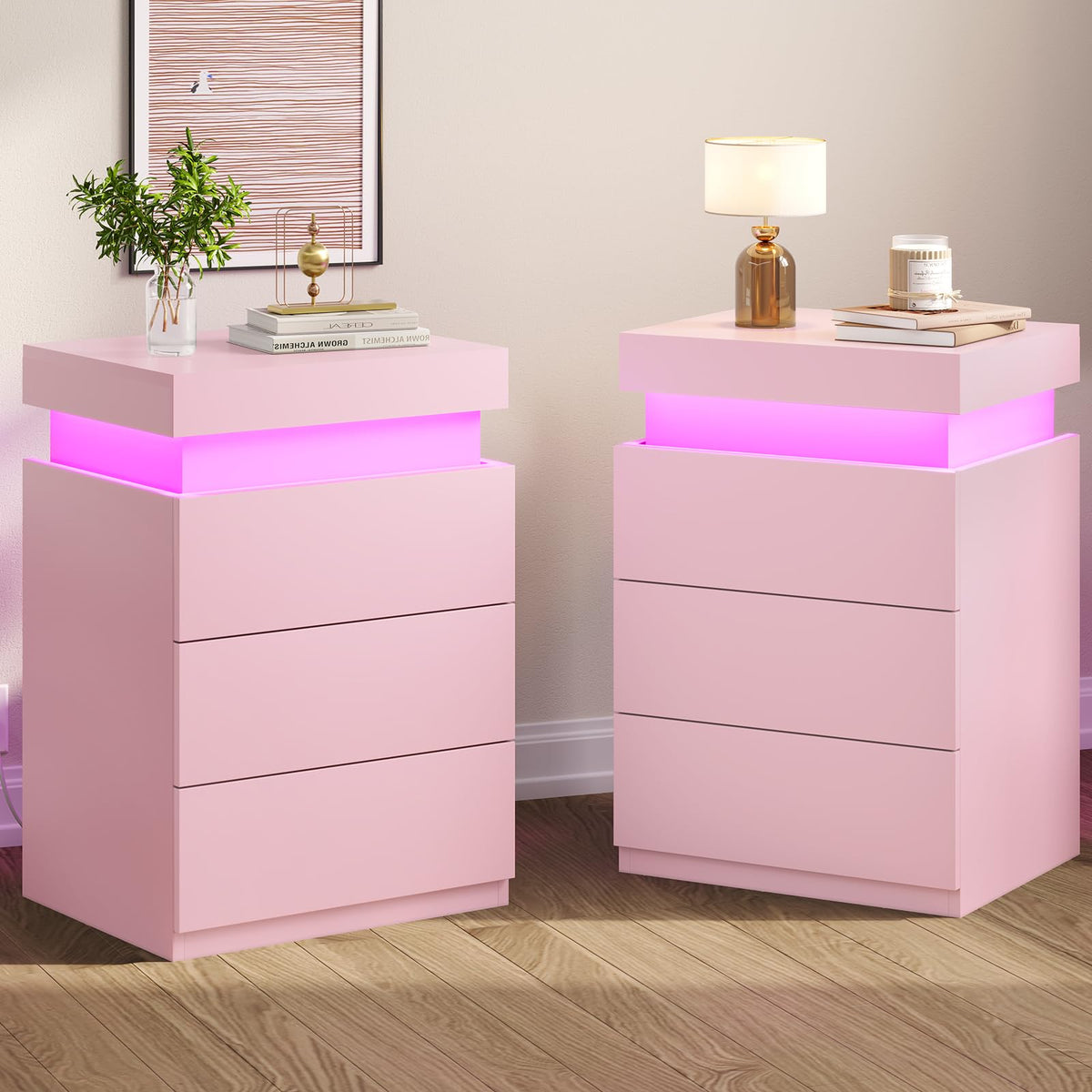 LED Charging Nightstands, Set of 2