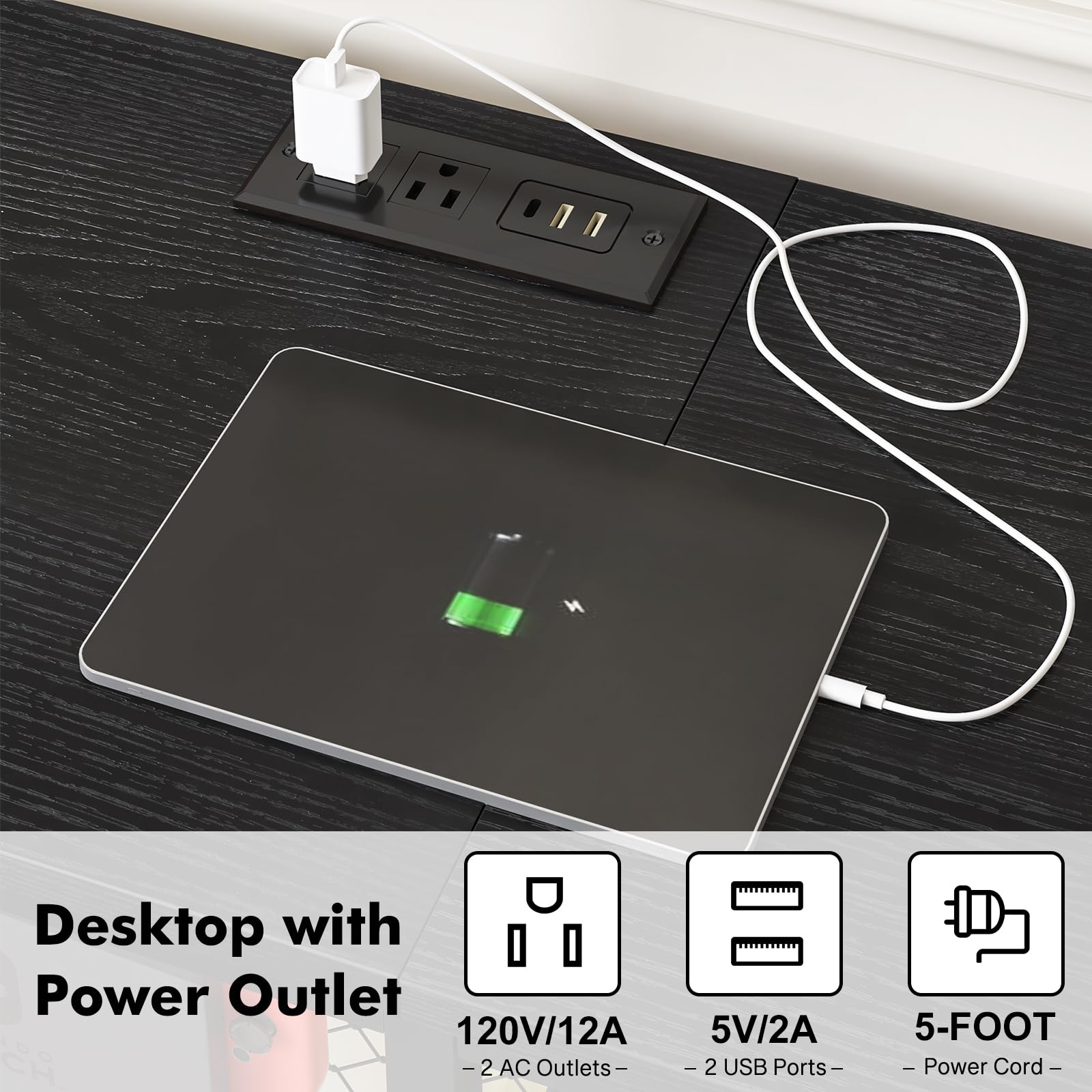 TV Stand with Charging Station & LED Lights