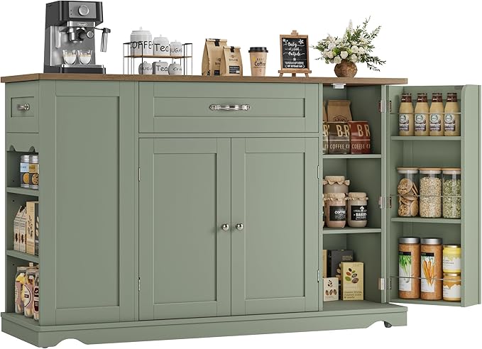 Kitchen Island Cart with Storage on Wheels
