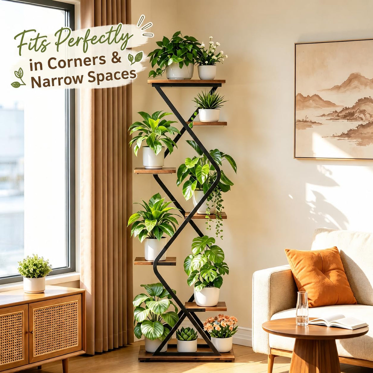 BACEKOLL Plant Stand Indoor with Grow Lights - 62" Tall Corner Plant Shelf