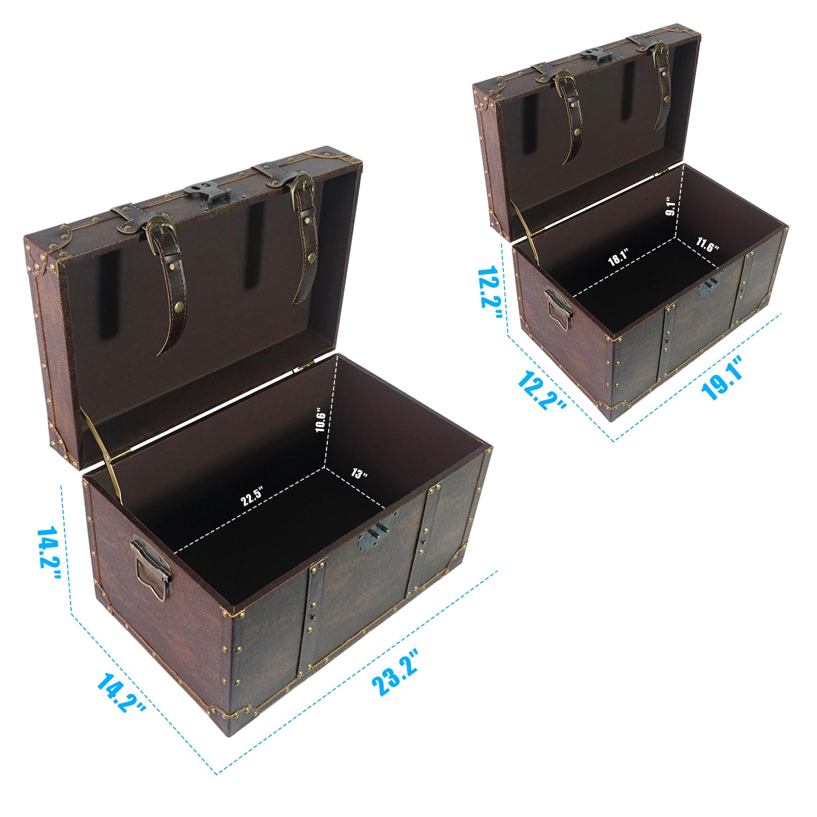 Vintage Wooden Storage Chest Set of 2