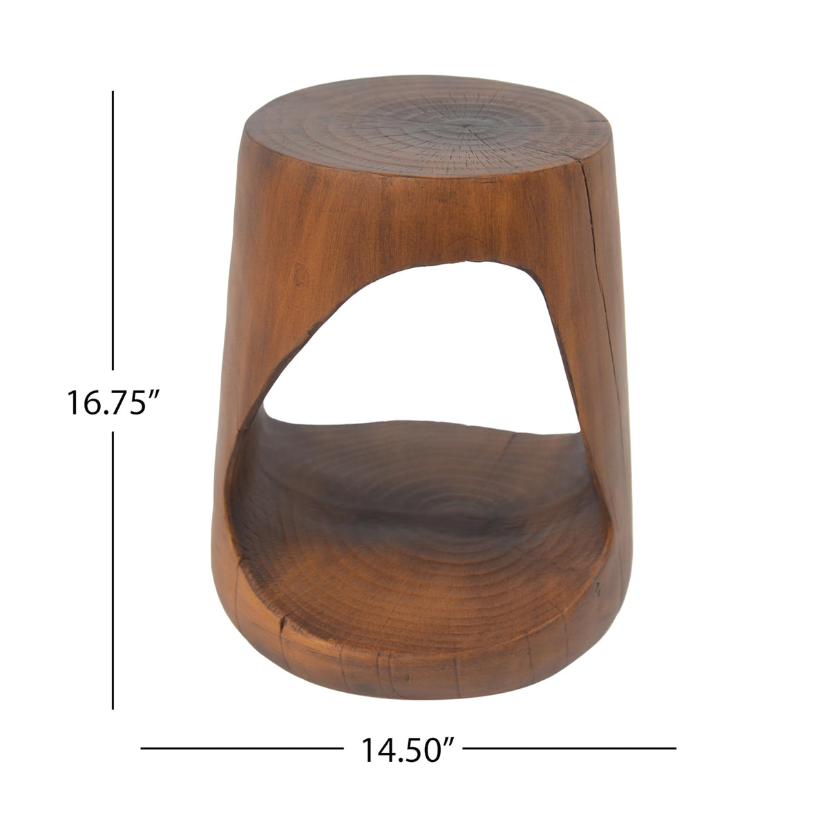 Christopher Knight Home Novi Outdoor Side Table, Hollow Round-shaped Decorative Accent Side End Table, Garden Stool for Patio Balcony Beach Pool, Lightweight Concrete, Wood-Like Texture, Antique Brown