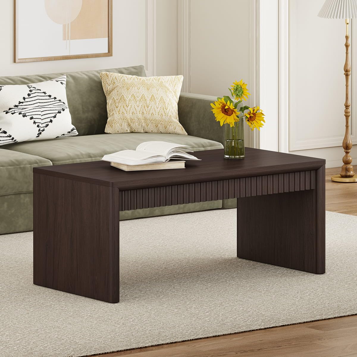Walnut Brown Fluted Coffee Table