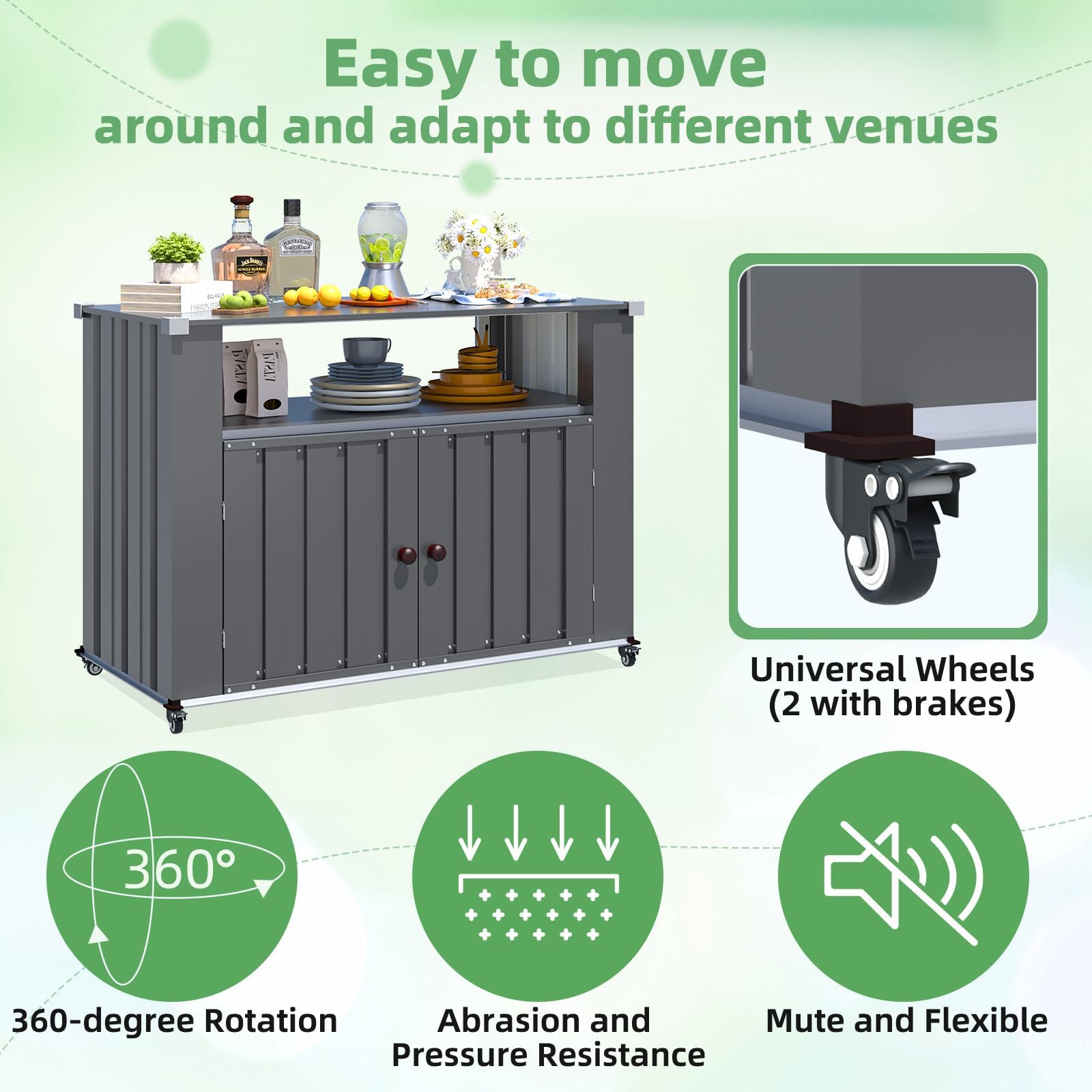 Outdoor Grill Table with Storage Cabinet
