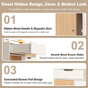 5 Drawers Mobile File Cabinet with Door, Rolling File Cabinet Printer Stand Table Craft Storage Cabinet, Under Desk Wooden Filing Cabinets for Home Office Essentials Storage Organization Furniture