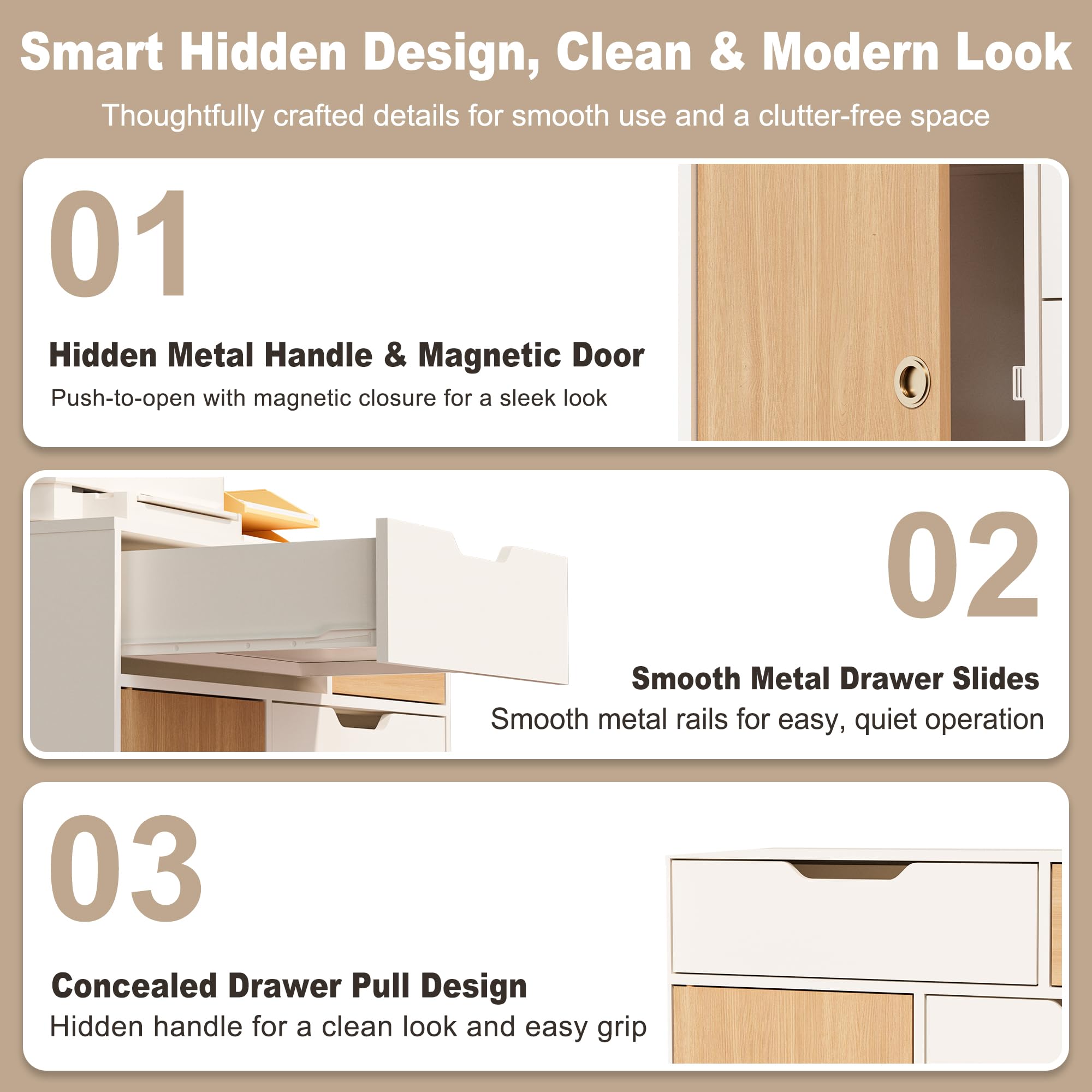 5 Drawers Mobile File Cabinet with Door, Rolling File Cabinet Printer Stand Table Craft Storage Cabinet, Under Desk Wooden Filing Cabinets for Home Office Essentials Storage Organization Furniture