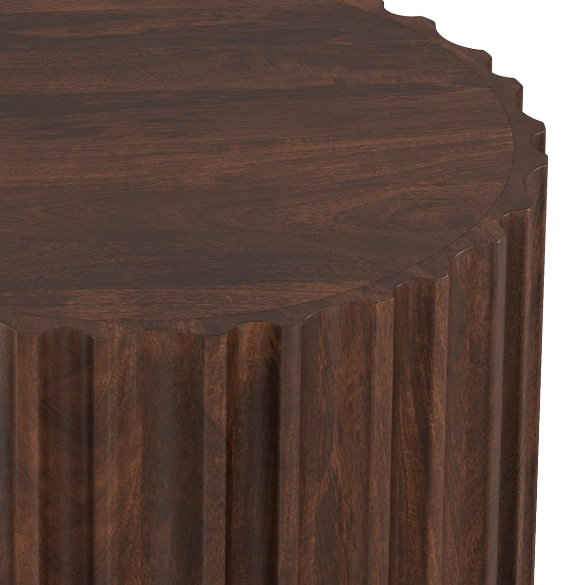 Fluted Mango Wood Side Table