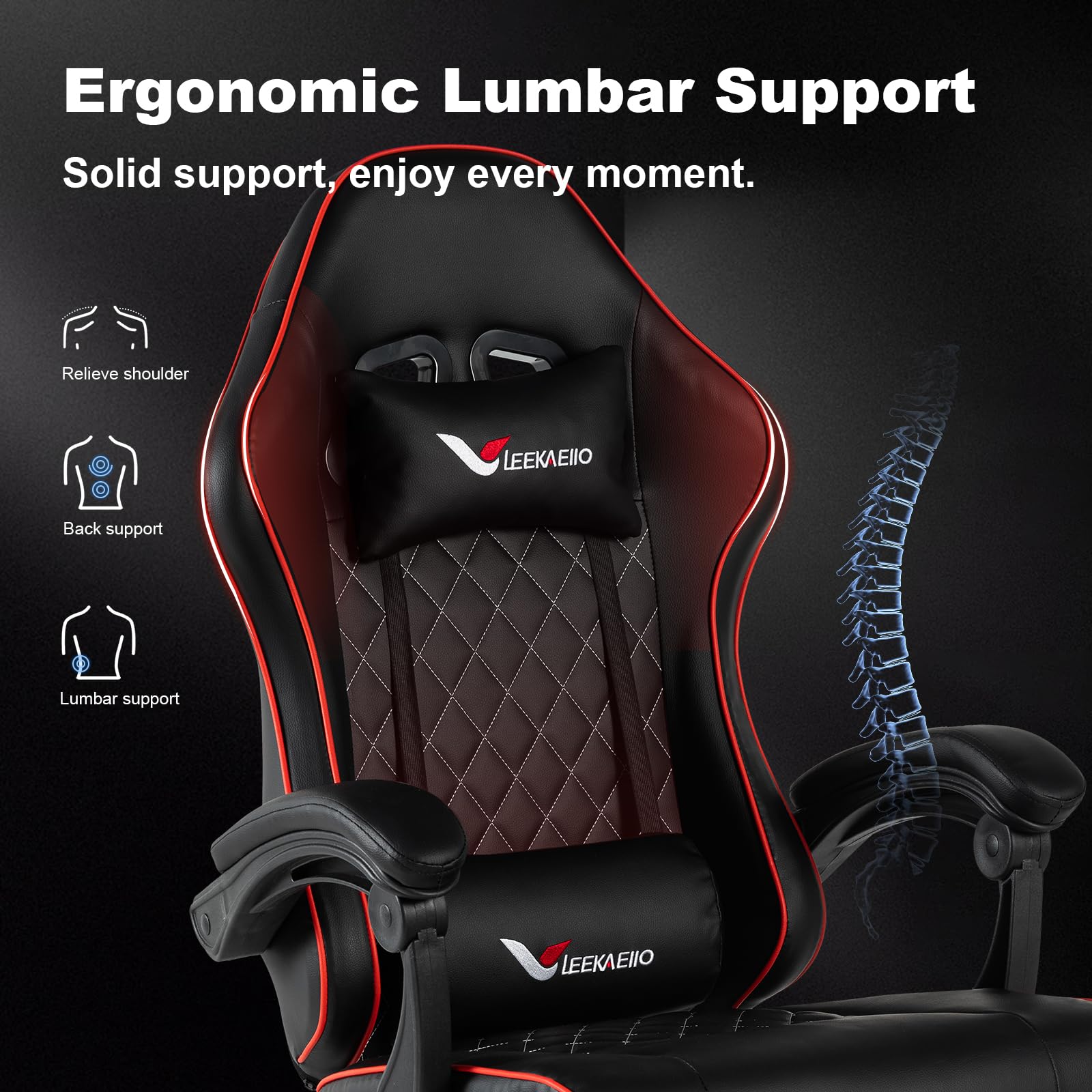Ergonomic Gaming Chair with Footrest & Pocket Spring Cushion