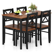 GIANTEX 5-Piece Dining Table Set for 4, Rectangular Kitchen Table & 4 Chairs with Rubber Wood Legs, Cross Backrest, Space-Saving Mid Century Modern Dinette Set for Dining Room, Breakfast Nook, Dinner