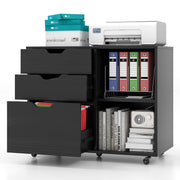 3-Drawer Rolling File Cabinet with Adjustable Shelf