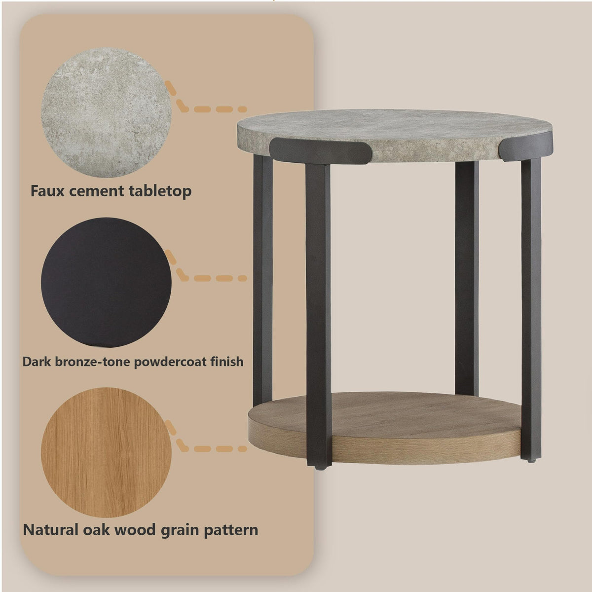 Signature Design by Ashley Round Coffee Table and End Table Set of 3