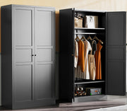 Steel Wardrobe Cabinet with Hanging Rod