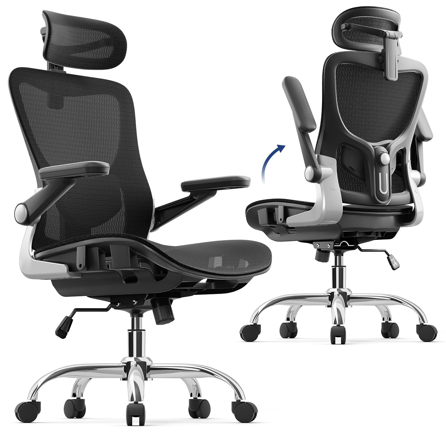 Ergonomic Mesh Office Chair with 3D Armrests & Lumbar Support