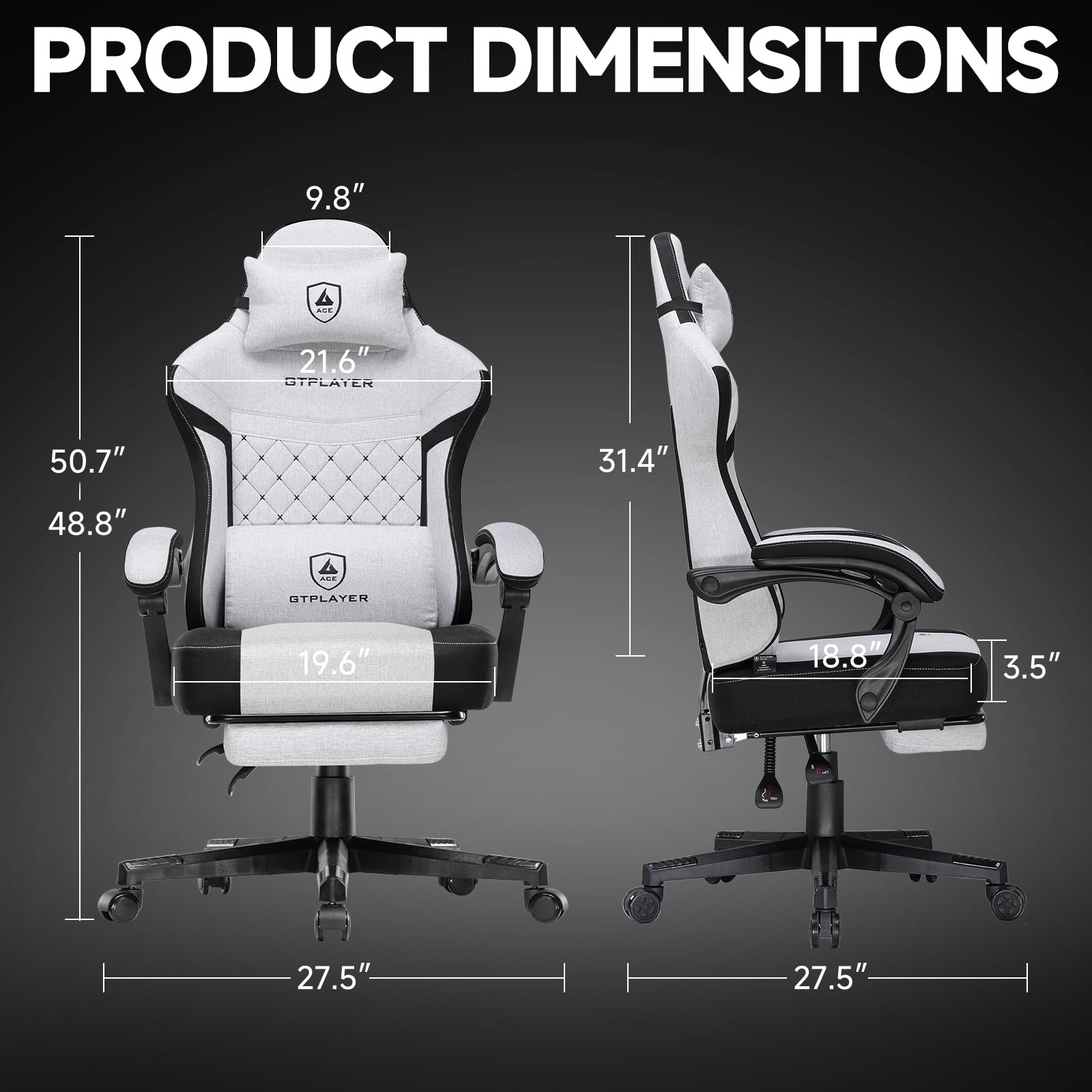 Fabric Gaming & Office Chair with Pocket Spring Cushion