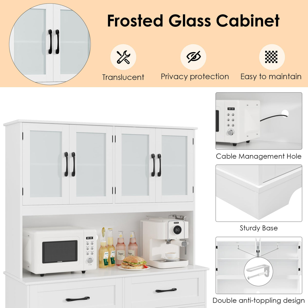 BOTLOG 71" Large Pantry Storage Cabinet with Microwave Stand