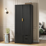 Tall Armoire Wardrobe Closet with Drawers & Shelves