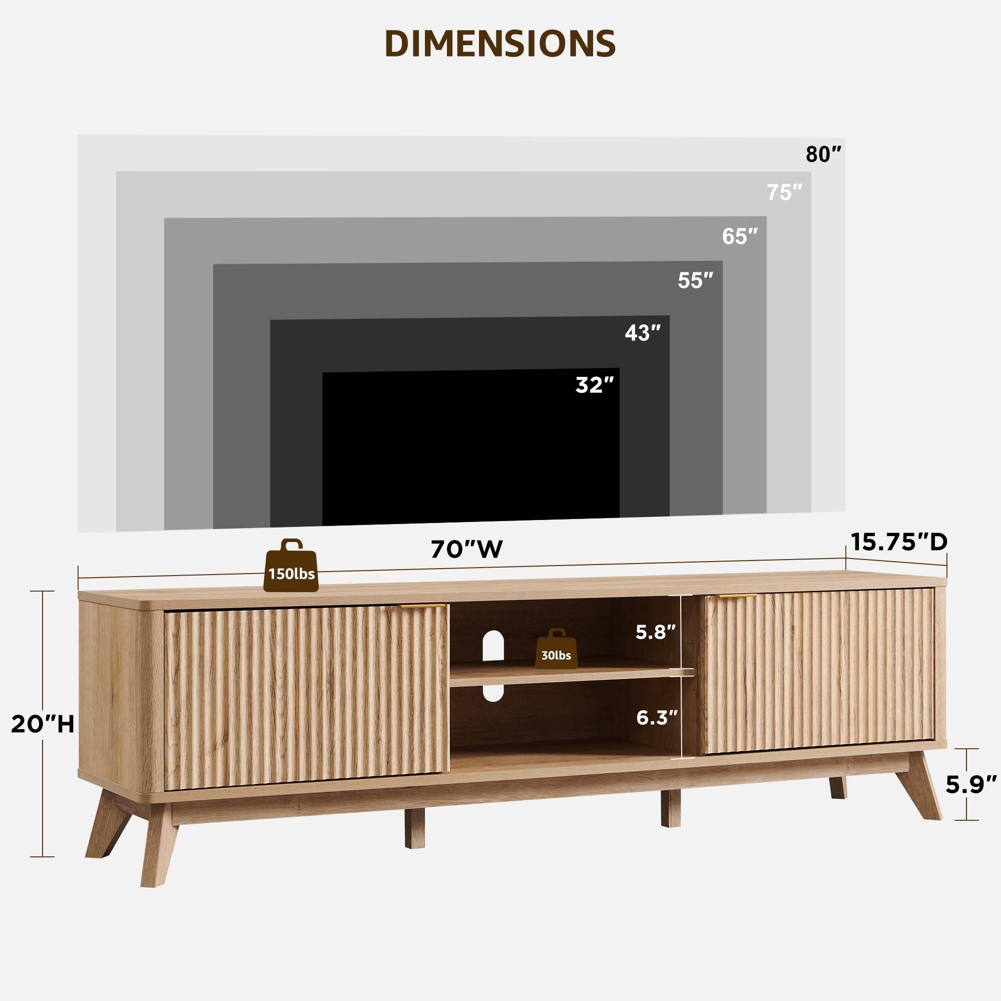 70" Fluted TV Stand – Mid-Century Modern