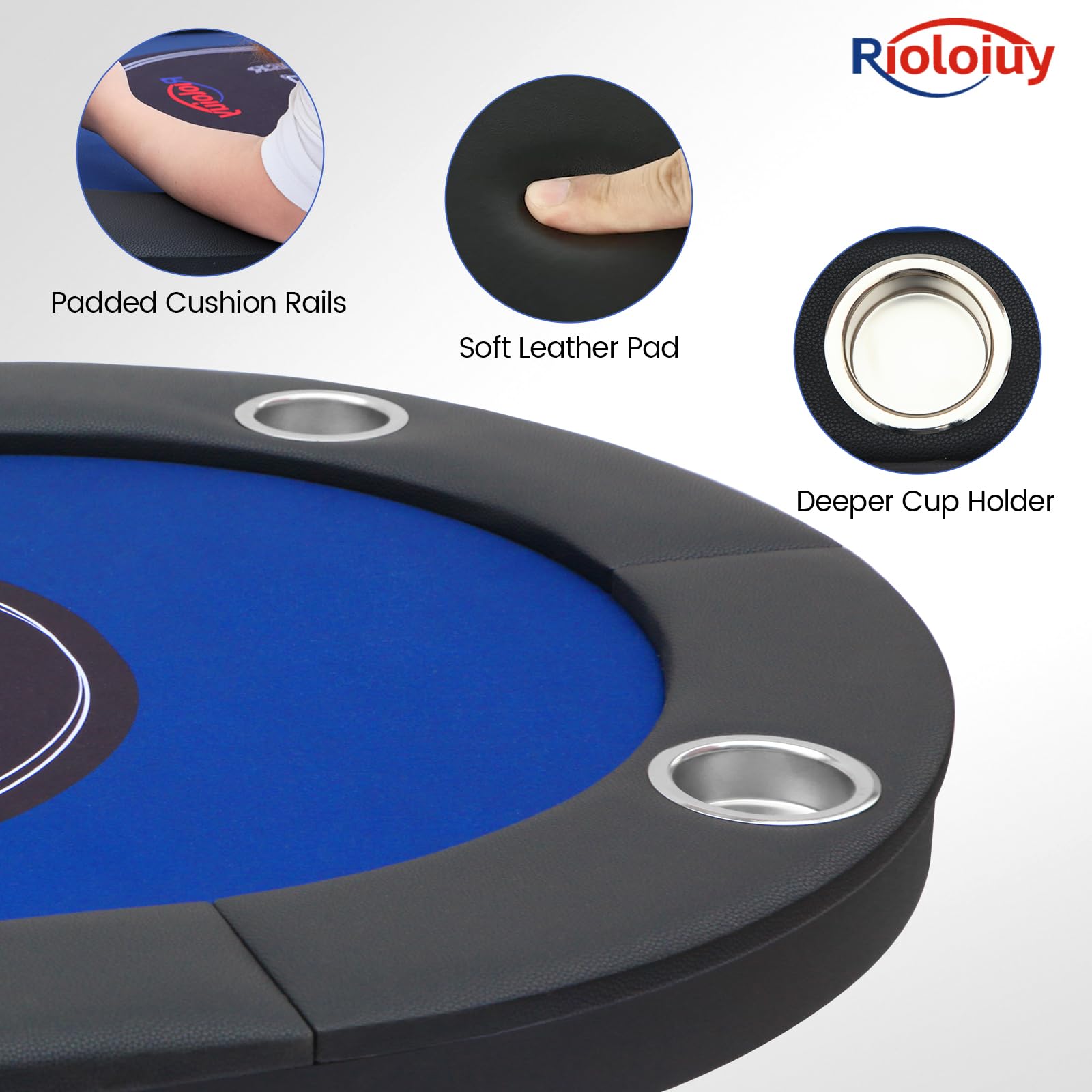 8-Player Folding Poker Table with Cup Holders & Padded Rails