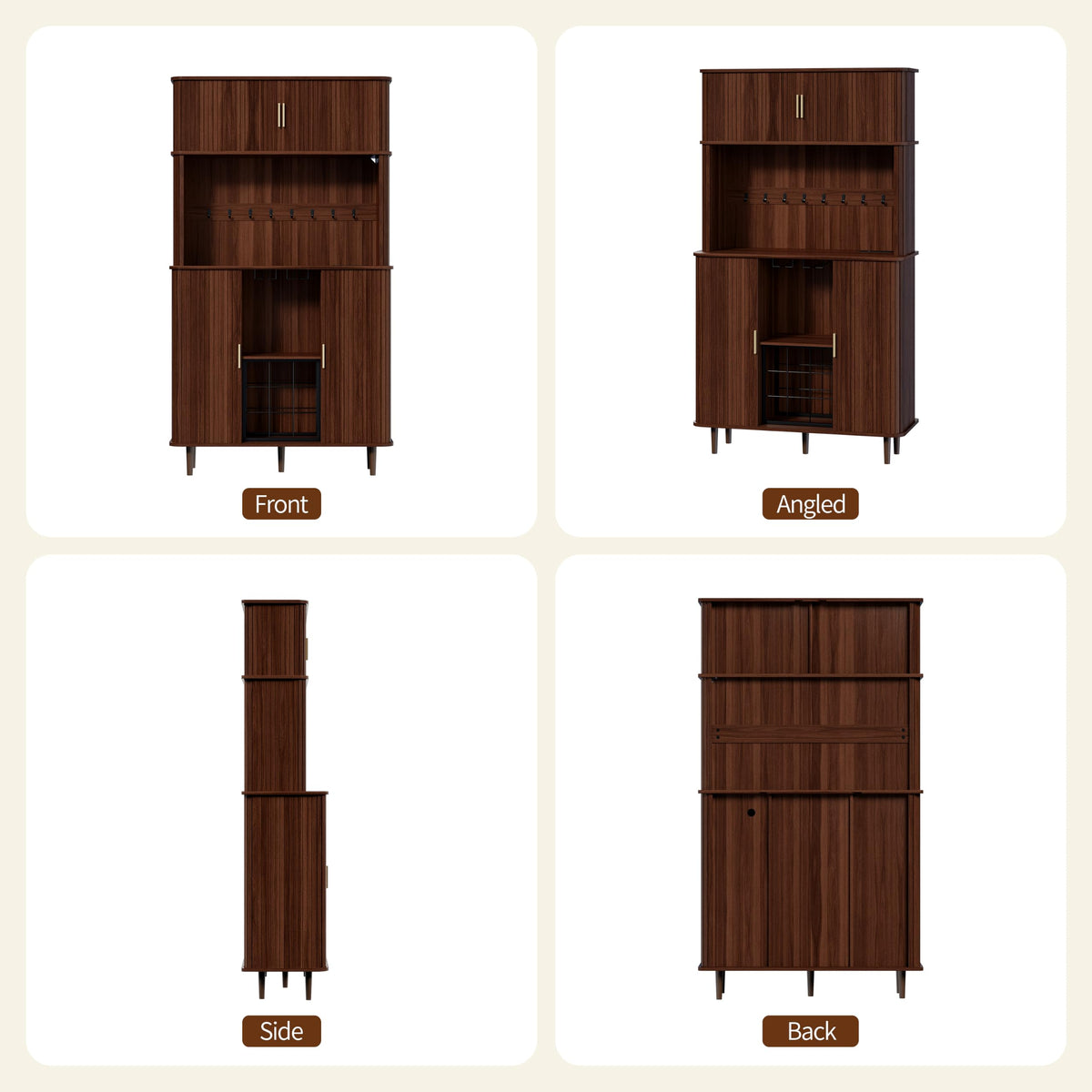 Fluted LED Wine Bar Cabinet