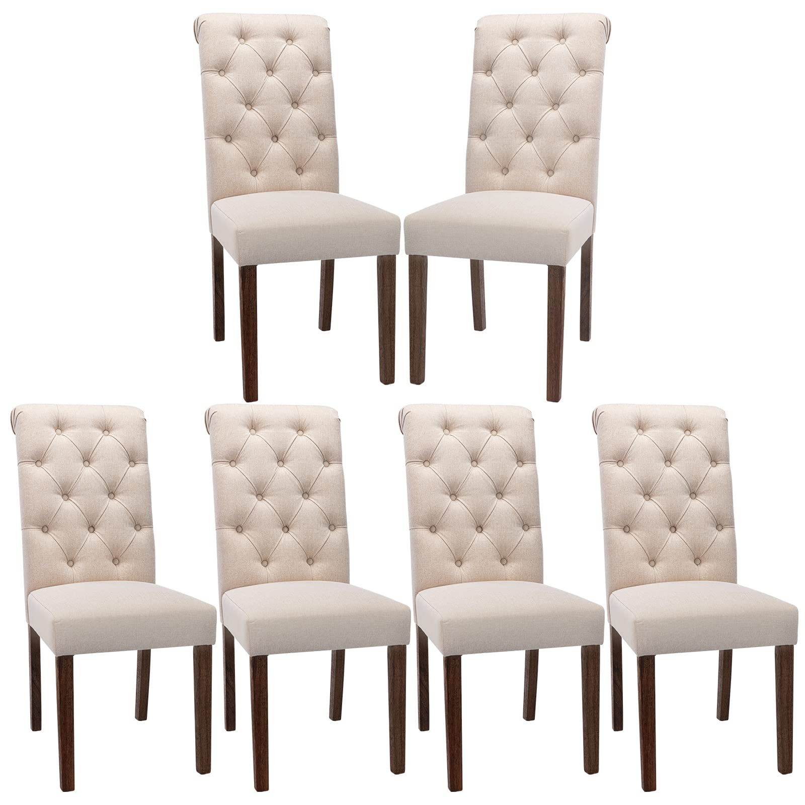 Upholstered Dining Chairs with Solid Wood Legs