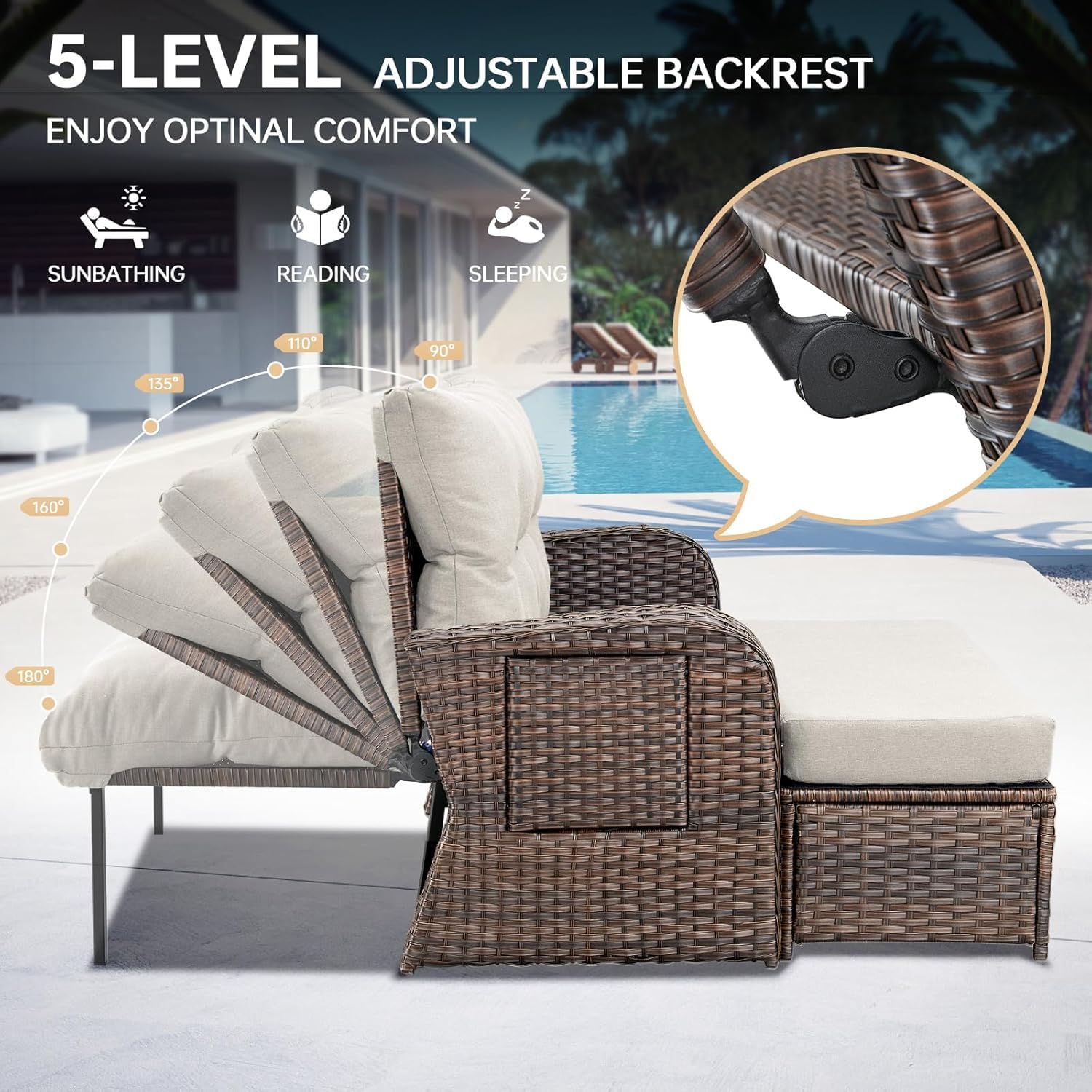 Outdoor Wicker Patio Daybed Sofa