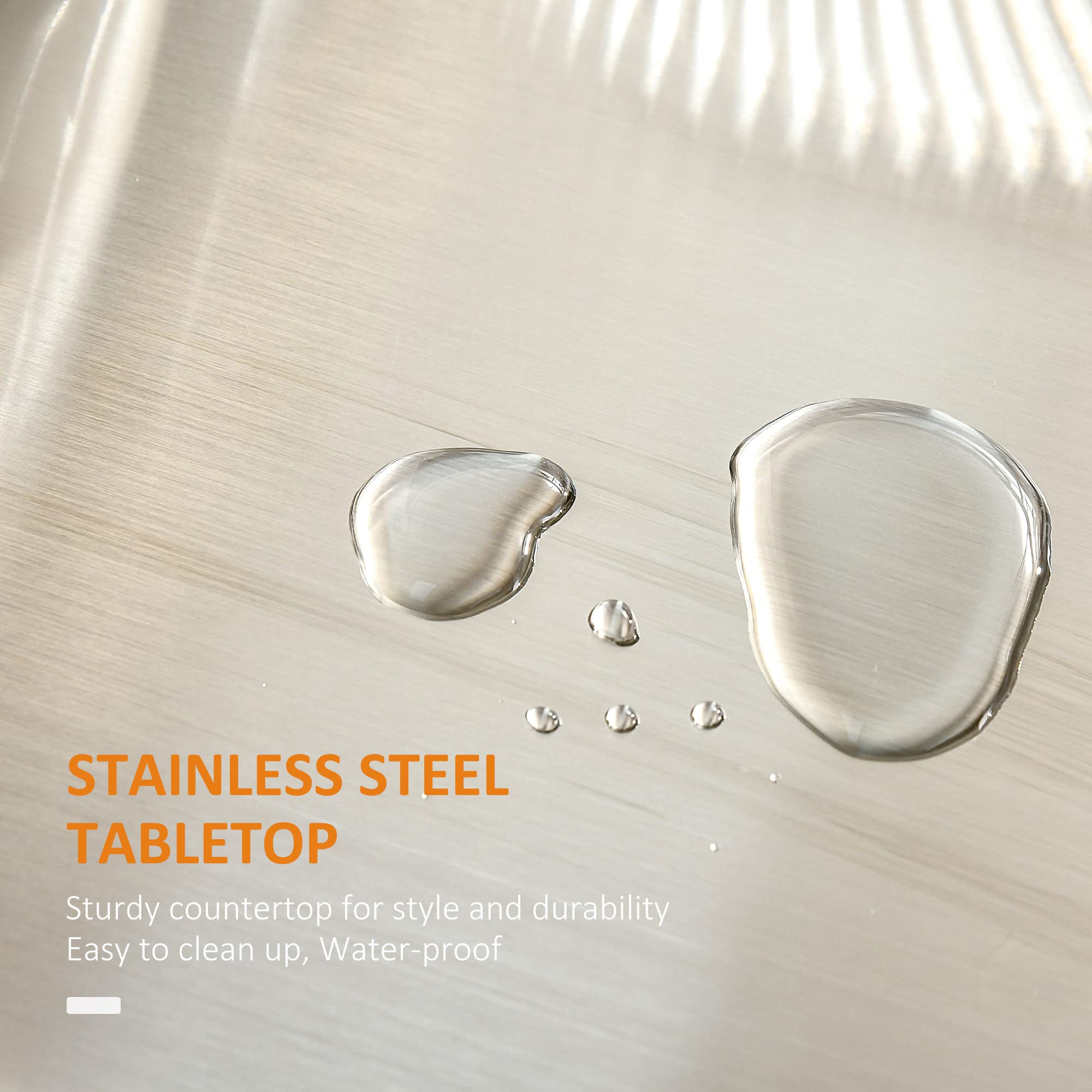 Rolling Kitchen Island with Stainless Steel Countertop