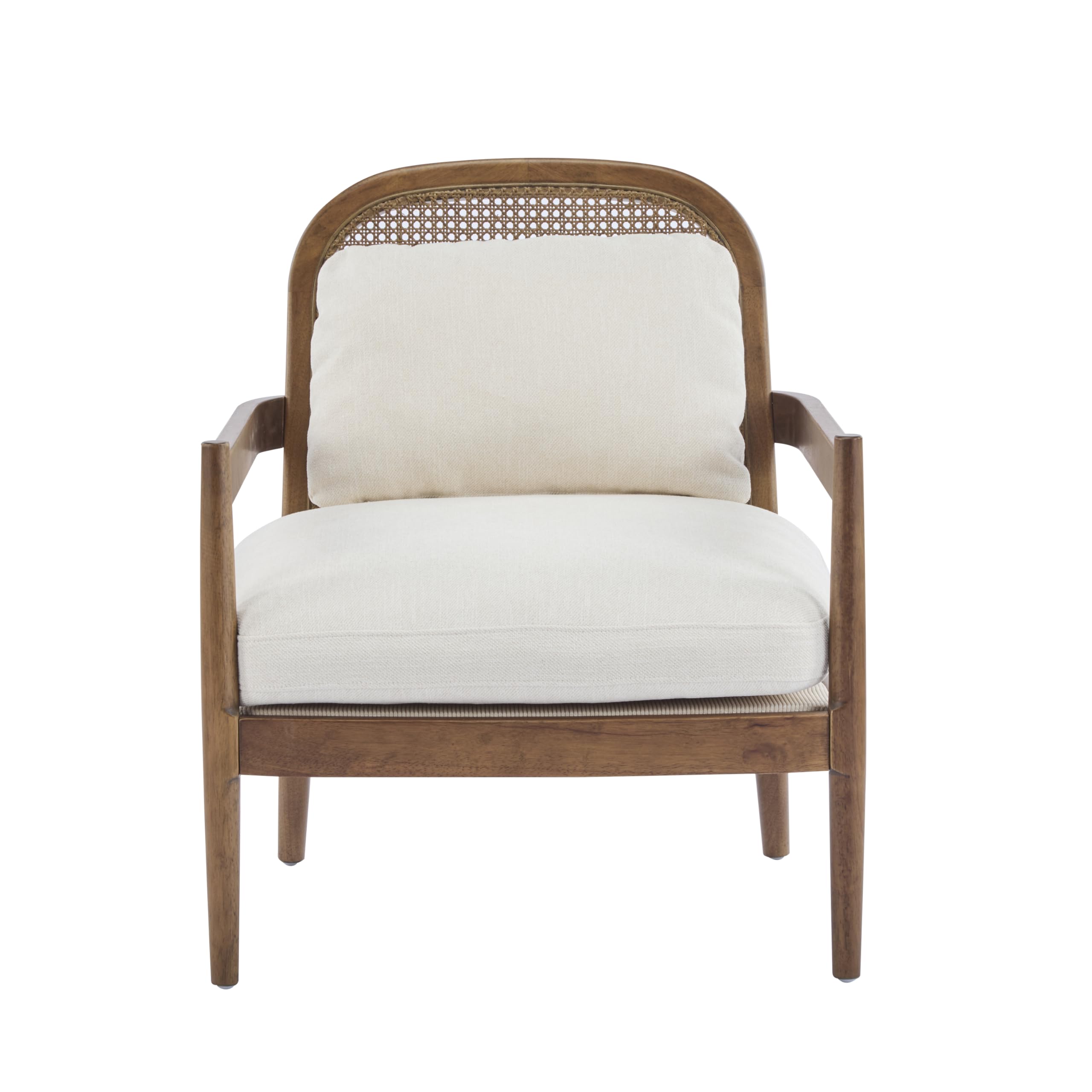 Mid-Century Club Chair Set of 2 with Rattan Back