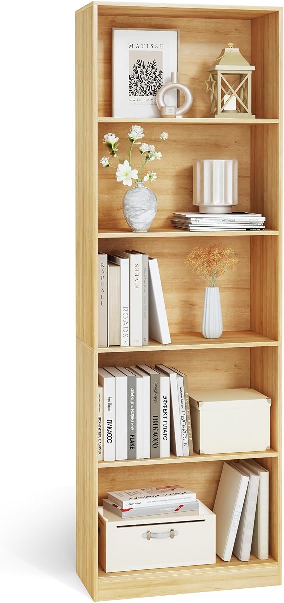 5-Tier Tall Bookshelf, 70.8" Floor Standing Bookcase