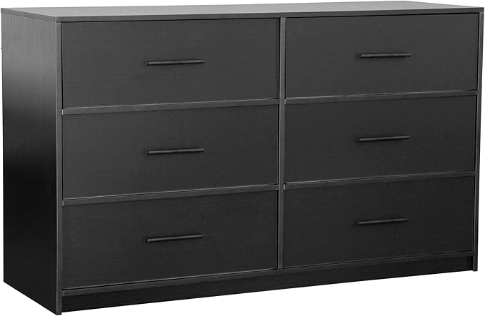 6-Drawer Fabric Dresser with Wood Frame