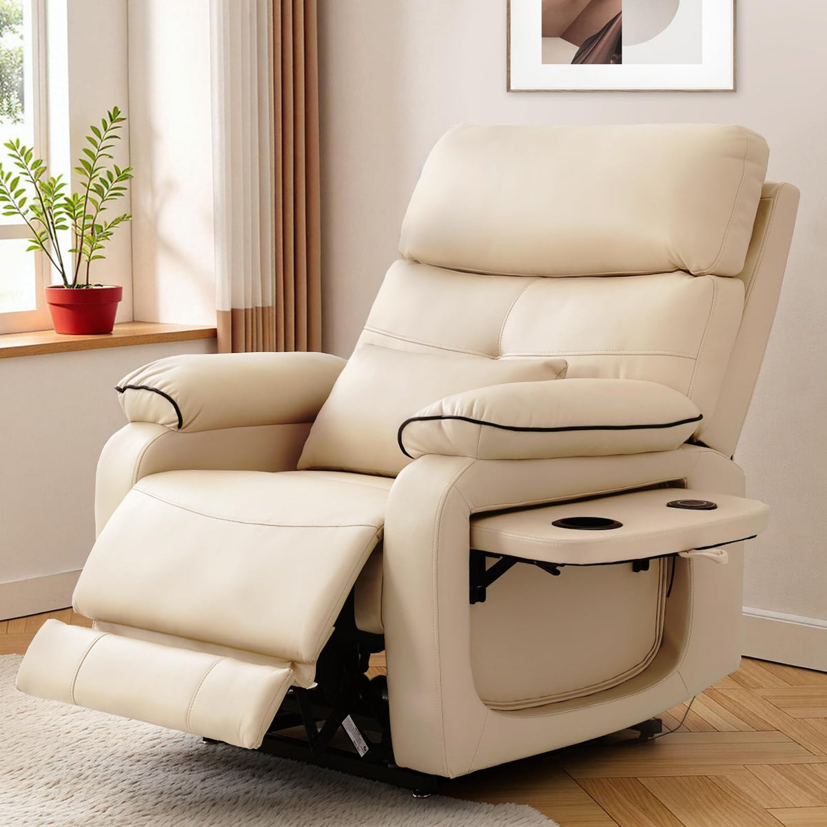 Beige Dual Motor Lift Recliner