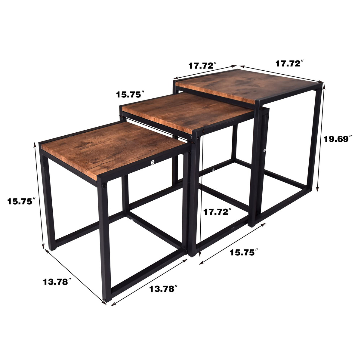 Brown Nesting Tables, Set of 3