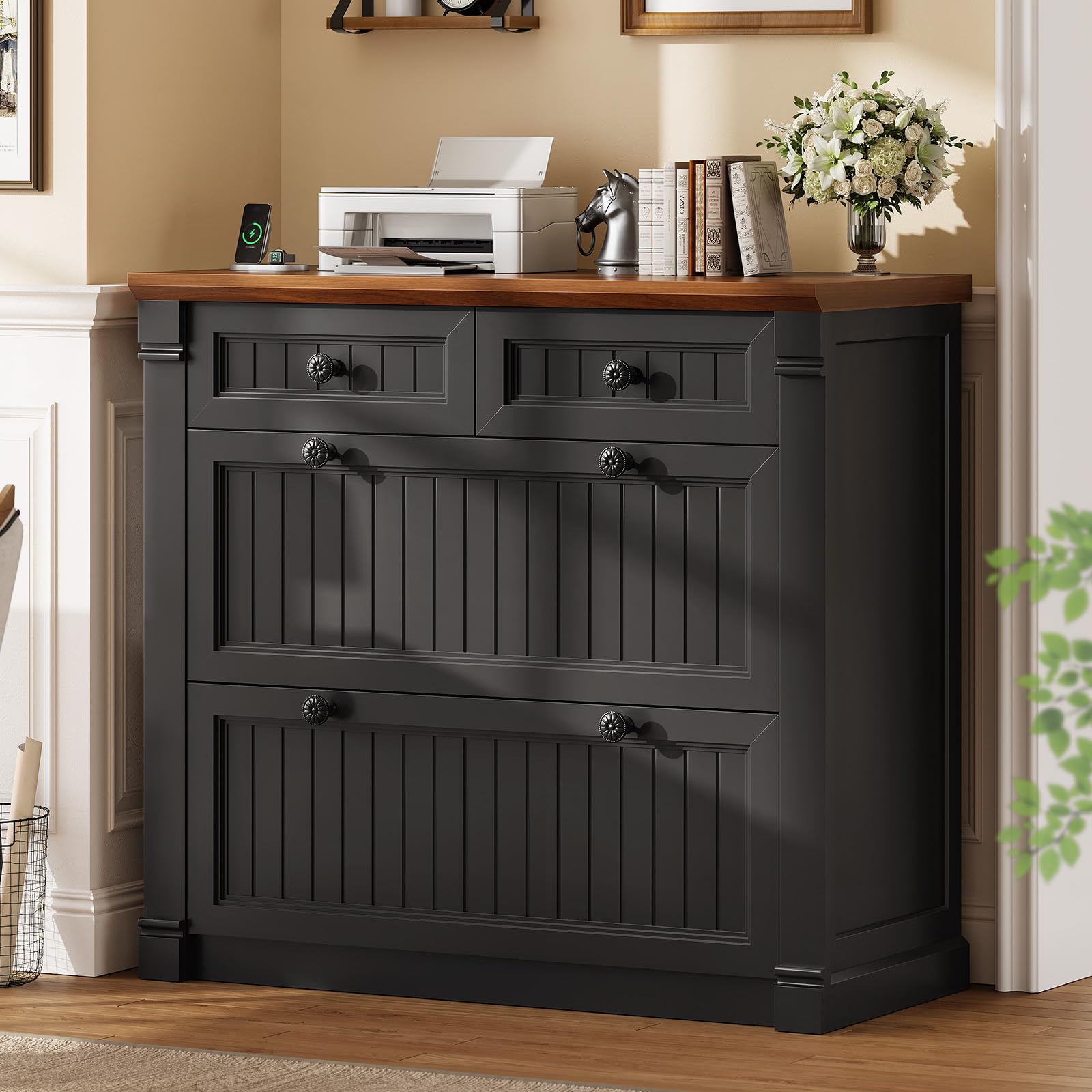 4-Drawer Filing Cabinet with Power Outlets
