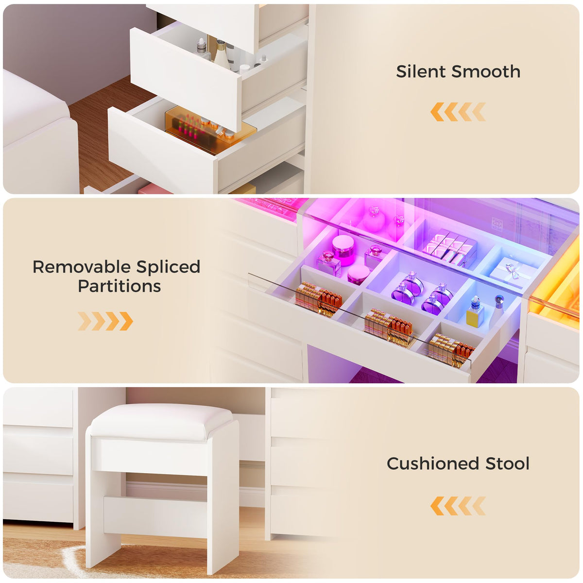 Glass-Top Vanity with LED Mirror