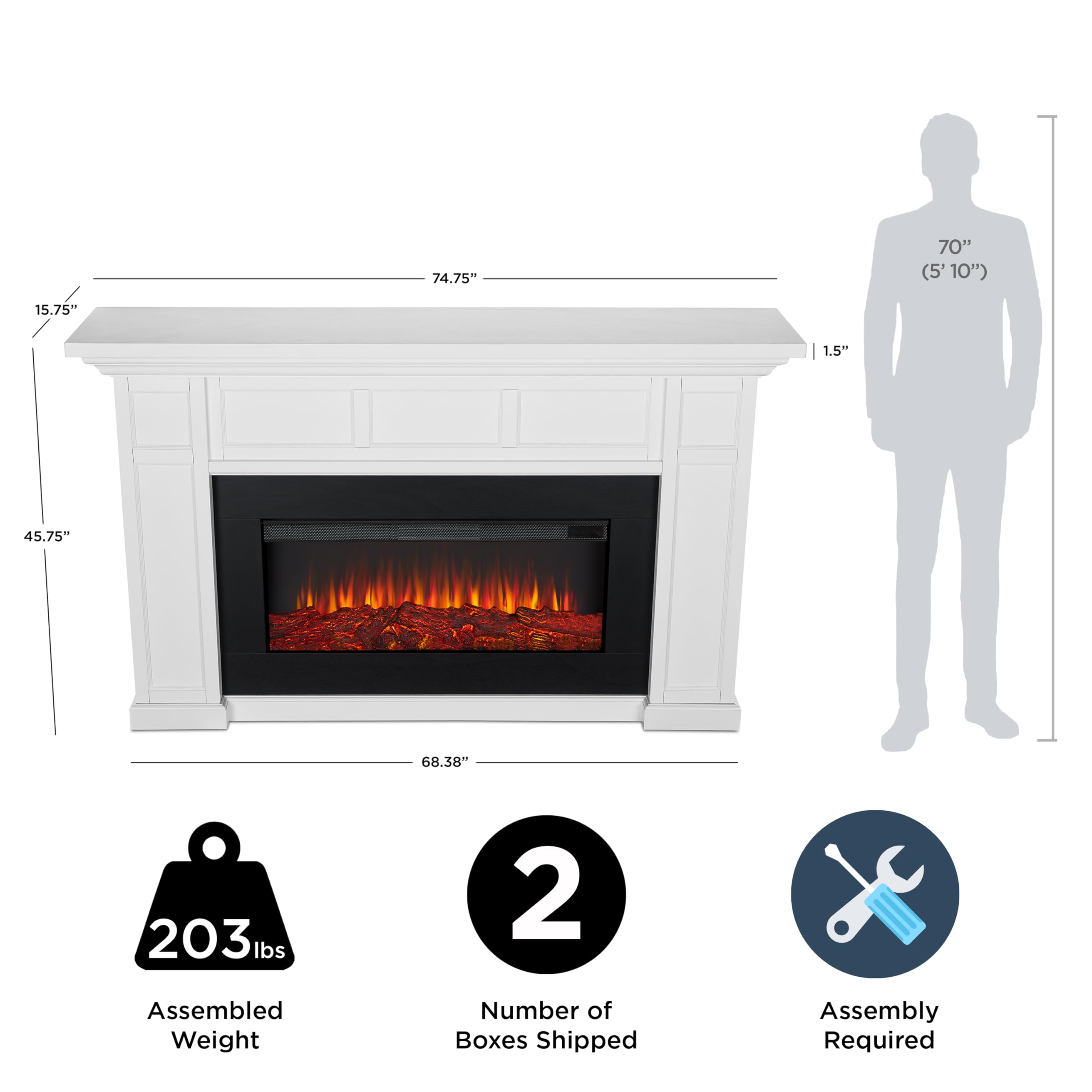 Alcott 75" Electric Fireplace with Mantel