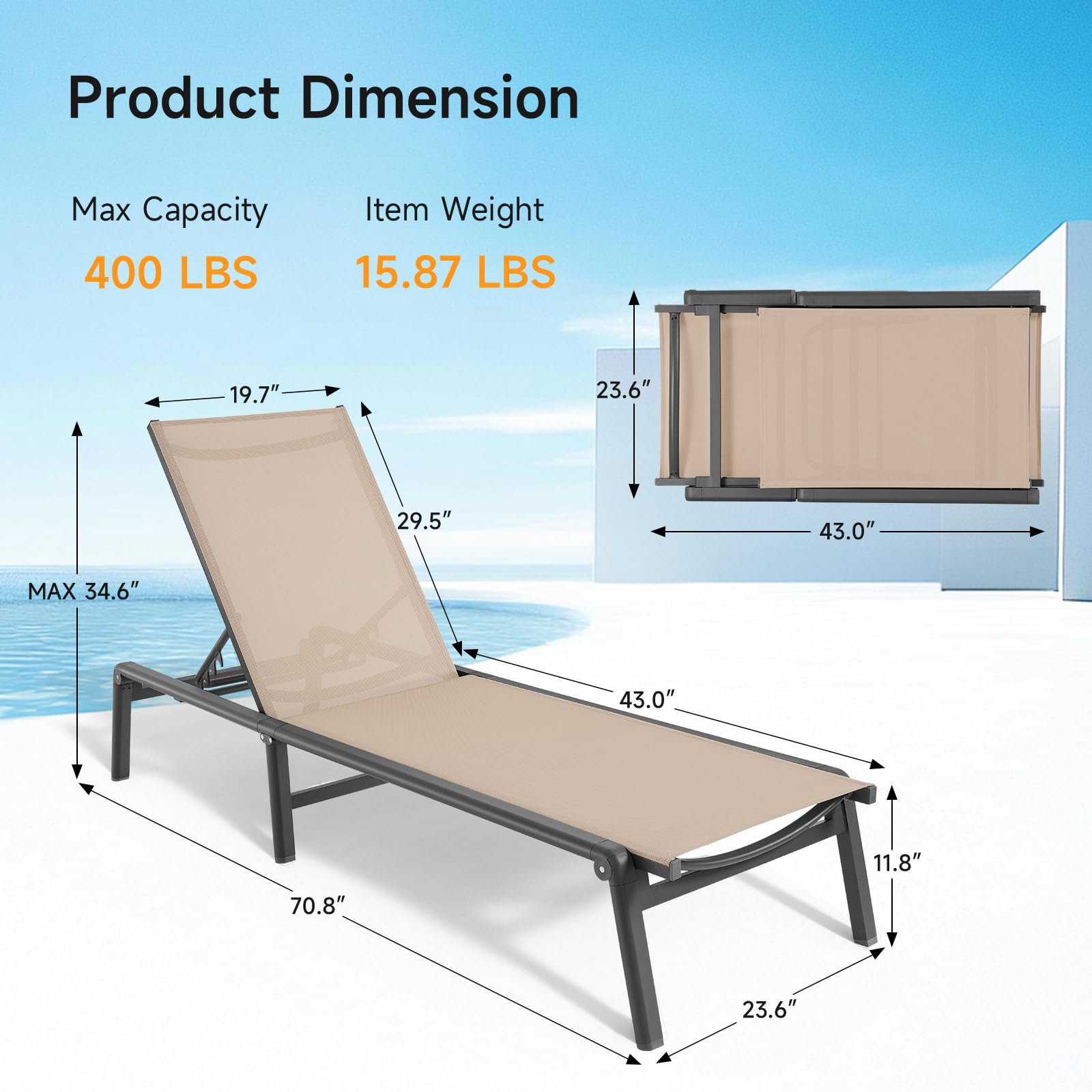 Folding Aluminum Chaise Lounge Chair