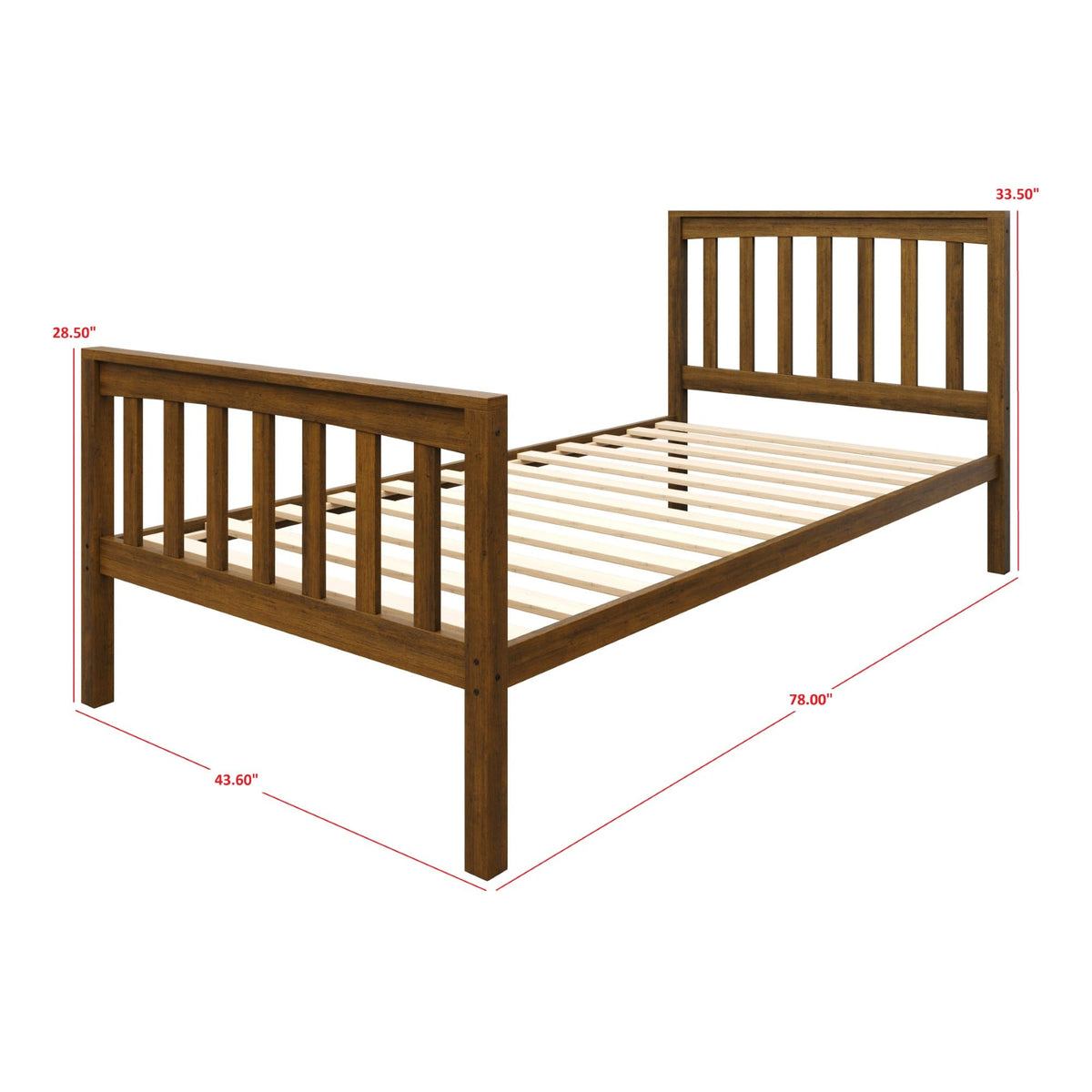 HOME DESIGN Ames Twin Over Twin Solid Wood Bunk Bed Frame, Brown