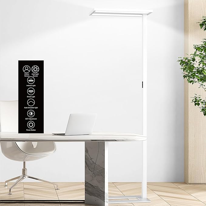 LED Uplight & Downlight Floor Lamp, 105W Dimmable Eye Care Standing Lamp