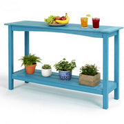 Outdoor Console Table, All-Weather 2-Tier Patio Console Table, Light Blue