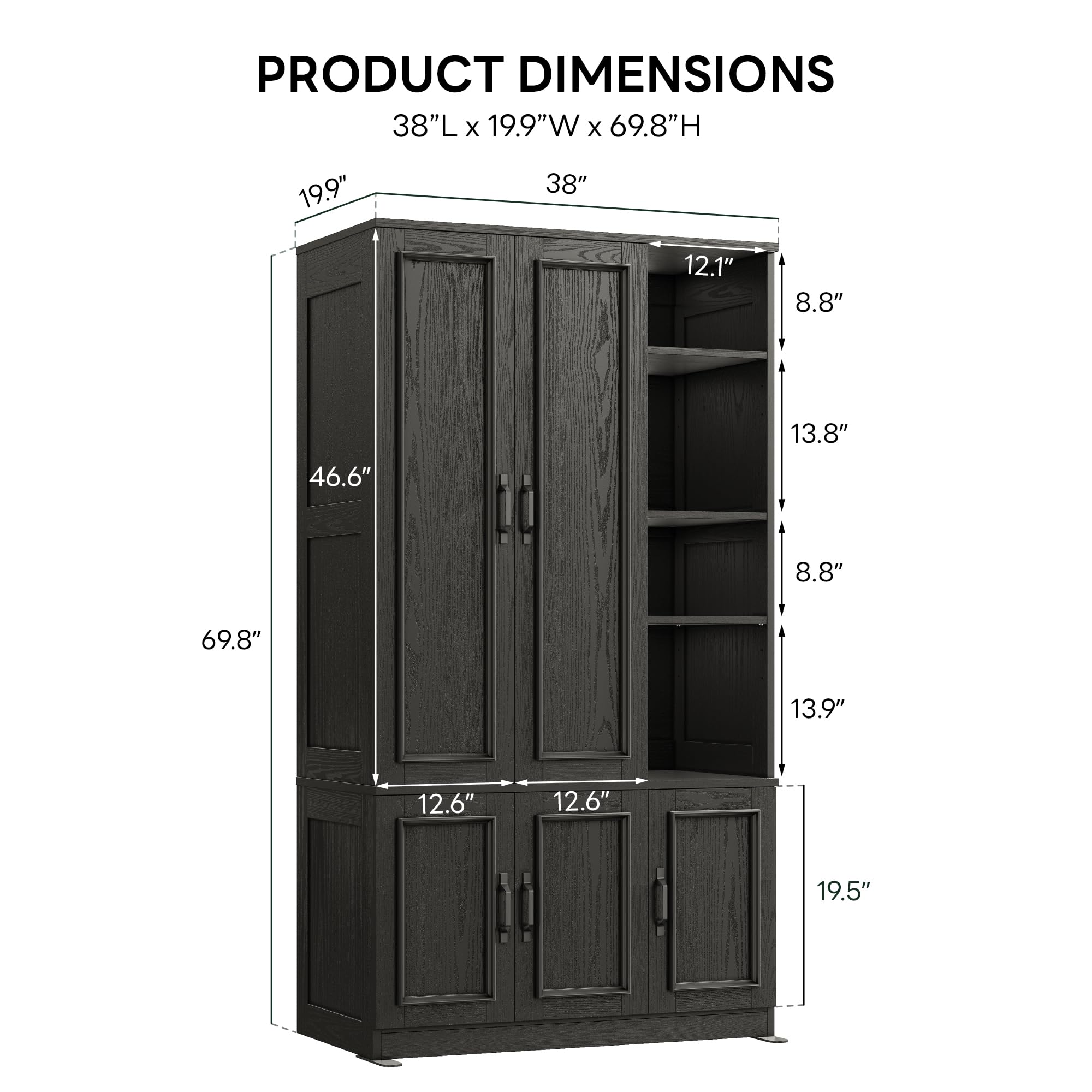 Large 5-Door Wardrobe with Shelves & Hanging Rod