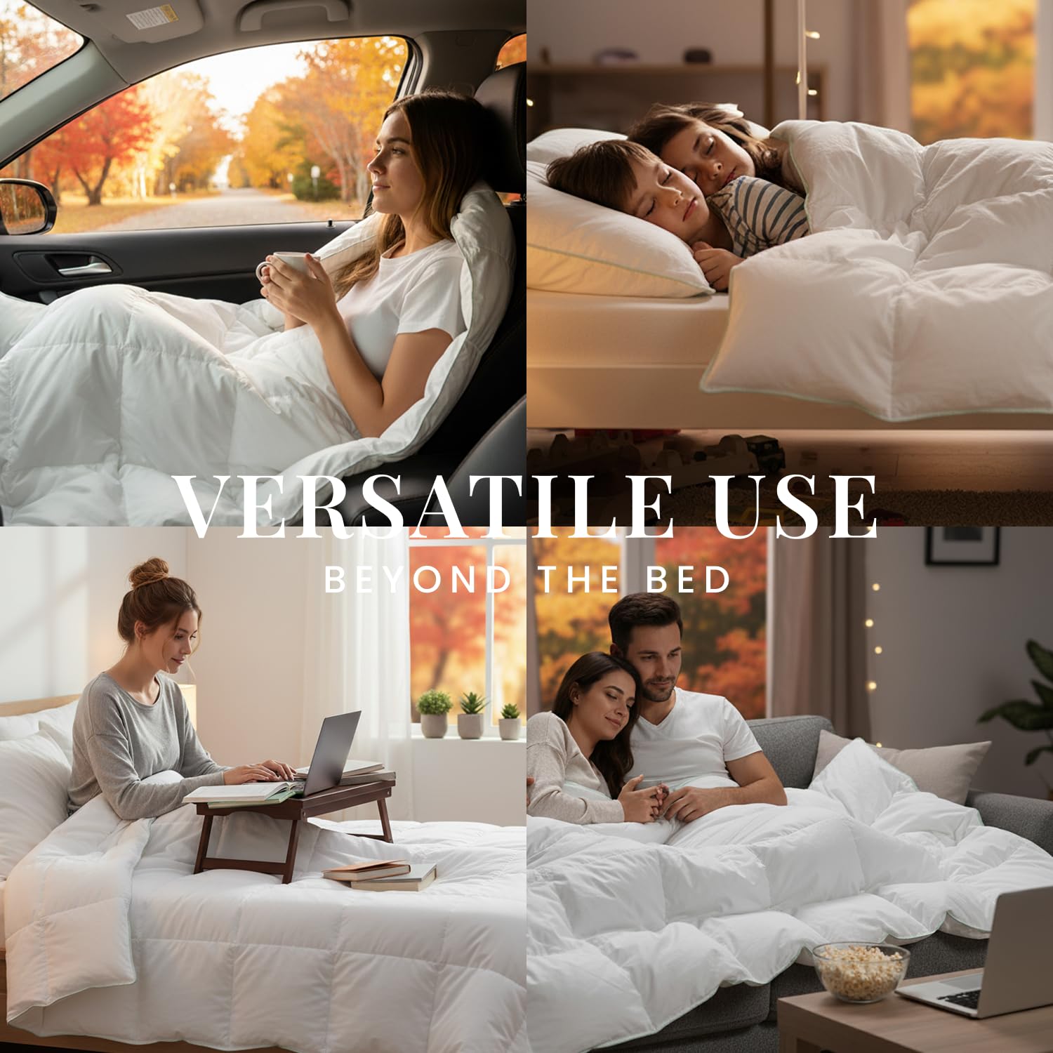 FOSSFLAKES Nordic Sleep, Comforter Duvet Insert, All Season Duvet, Down Alternative Bedding Comforter Premium Scandinavian Design (Queen)