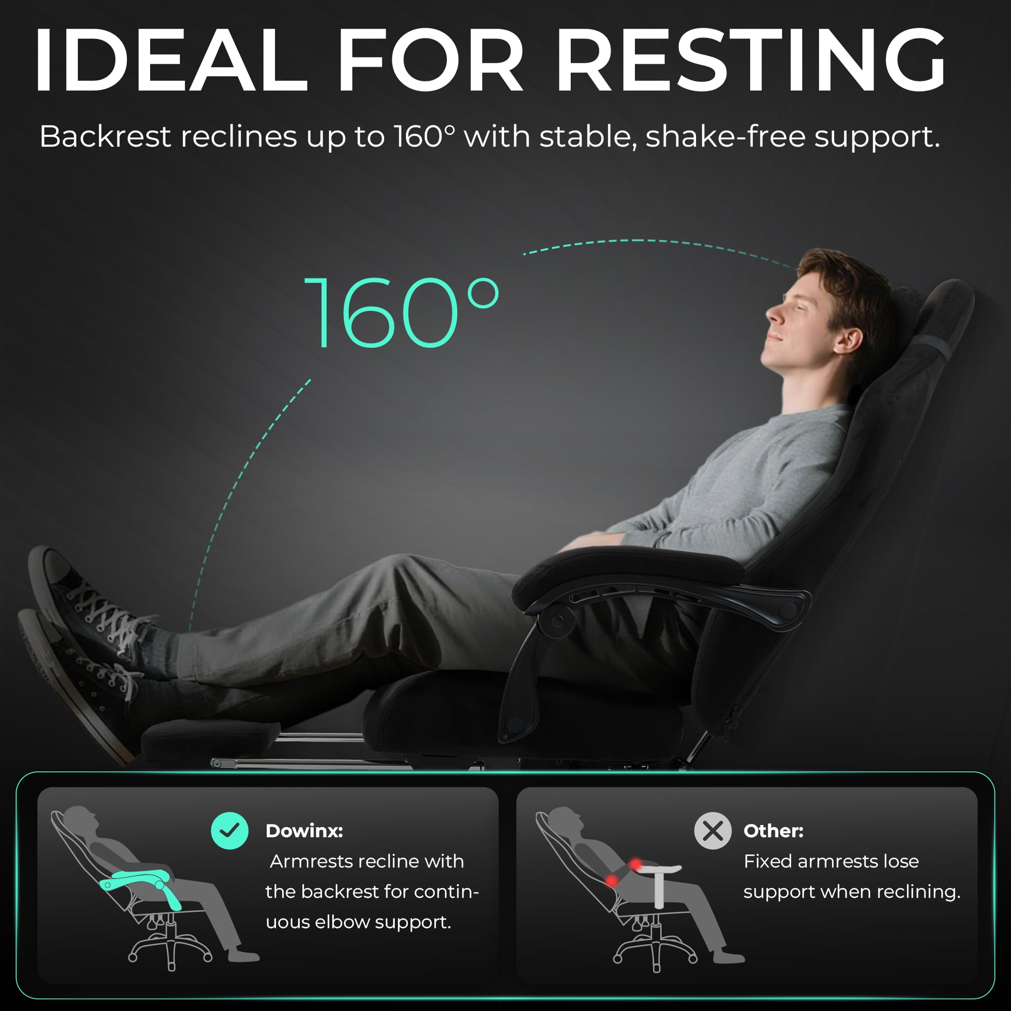 Ergonomic Gaming Chair with Footrest & Pocket Spring Cushion