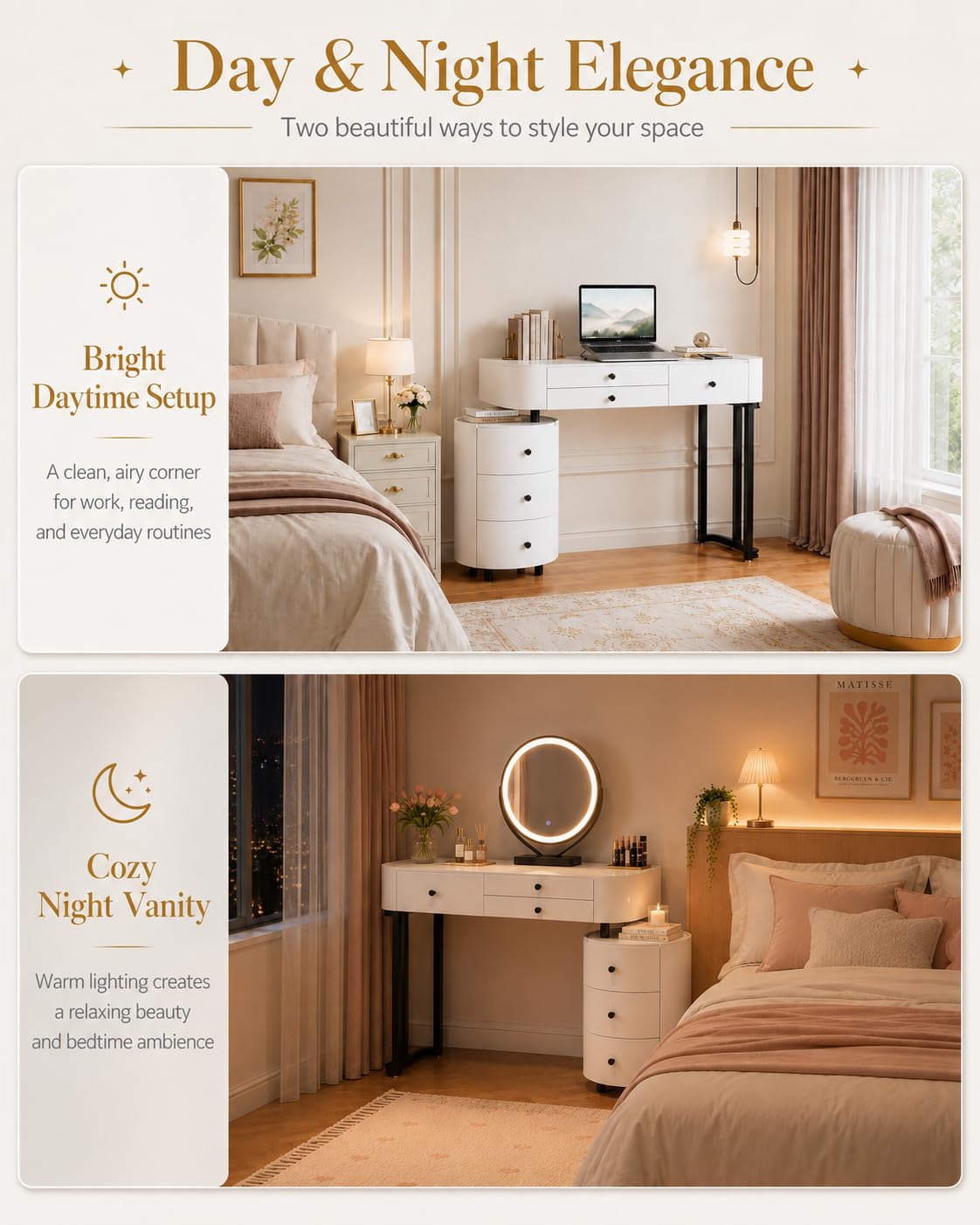 6-Drawer Lighted Makeup Vanity