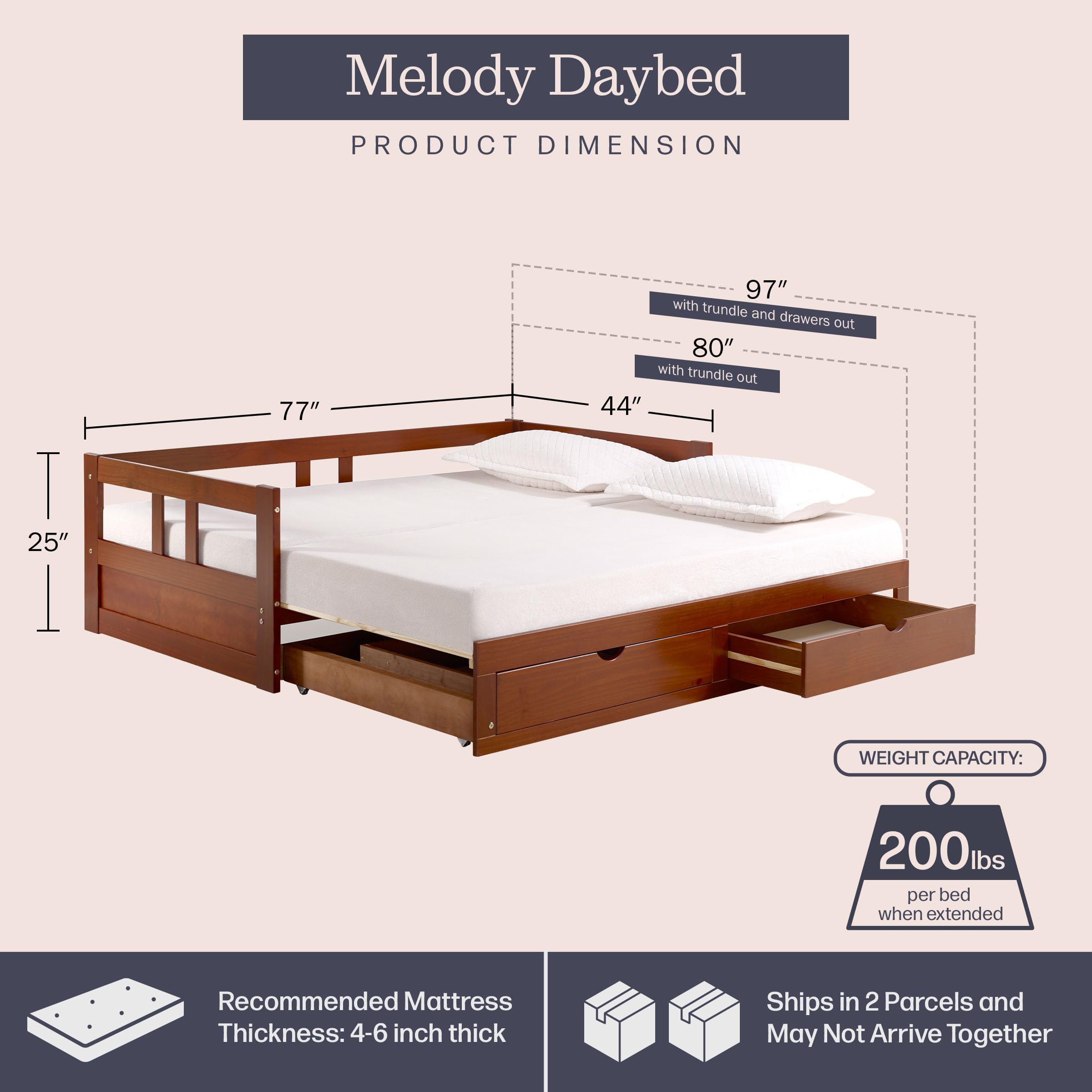 Twin to King Extendable Daybed with Trundle & Storage Drawers