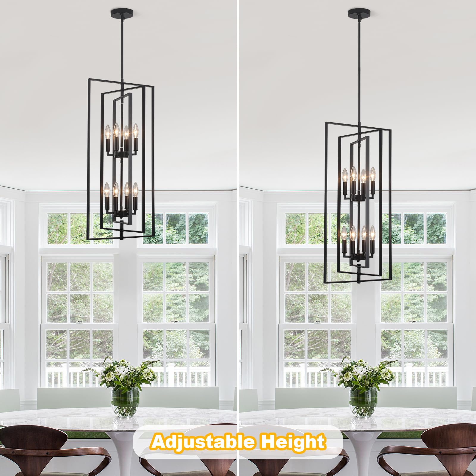 8-Light Black Farmhouse Tiered Chandelier