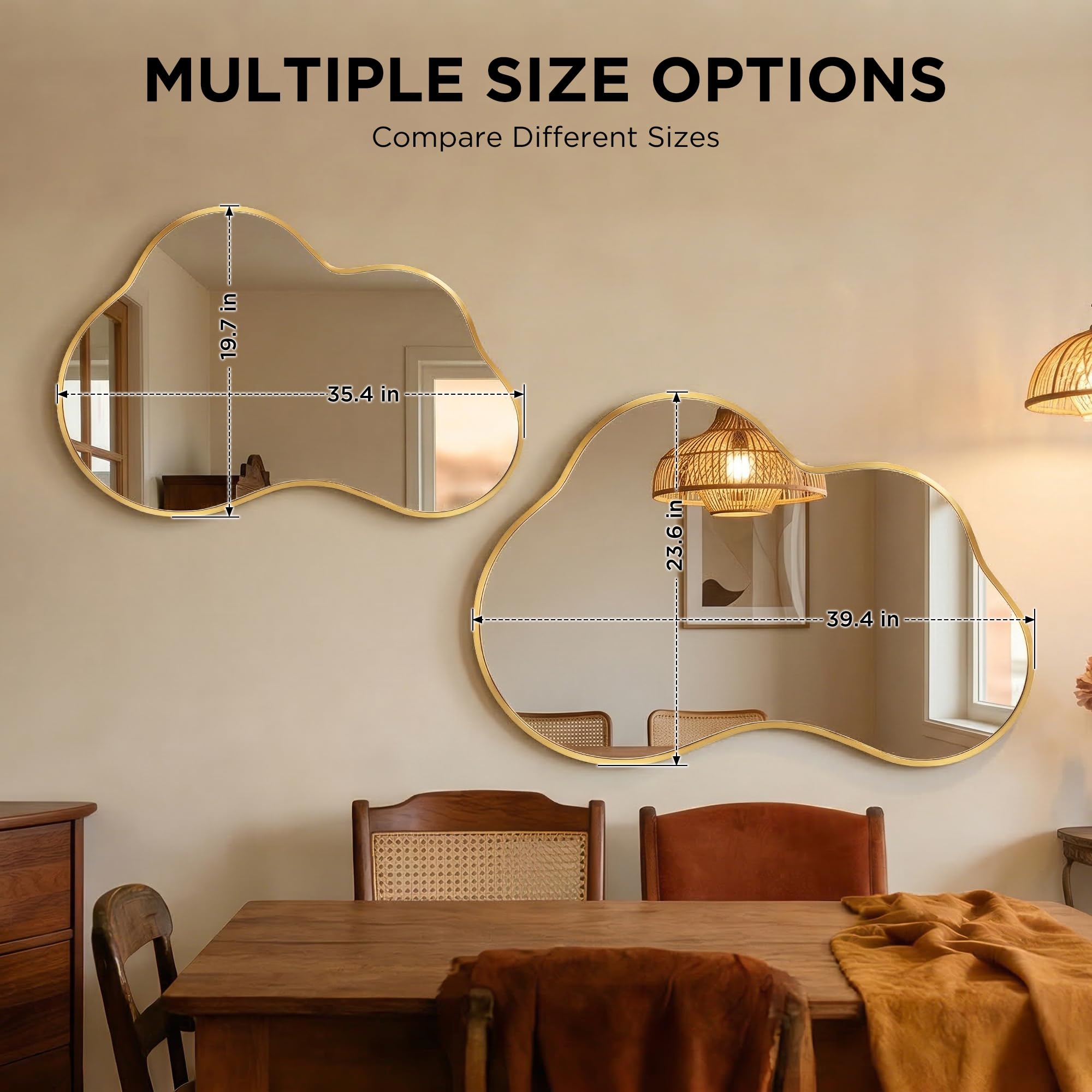 Cloud Shape Irregular Wall Mirror with Metal Frame