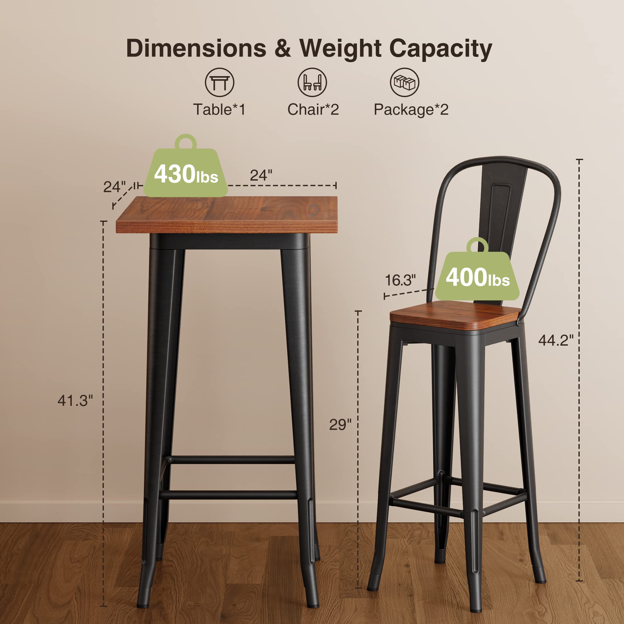 3-Piece Bar Table & Chairs Set