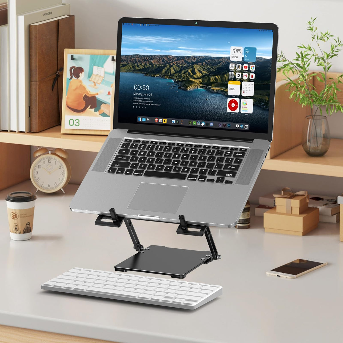 Gogoonike Ultra-Thin Laptop Stand for Desk, Adjustable Laptop Riser