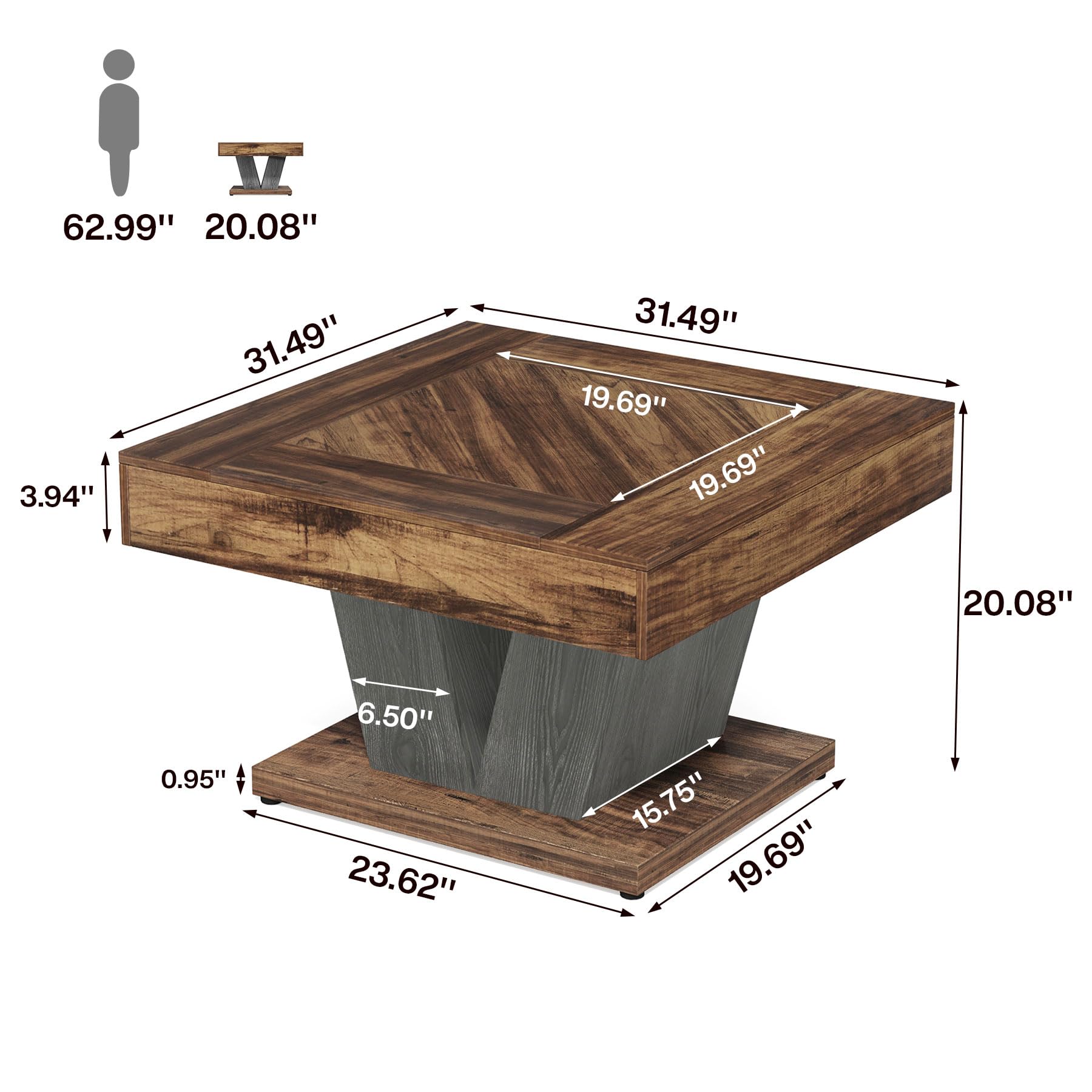 Square Coffee Table for Living Room